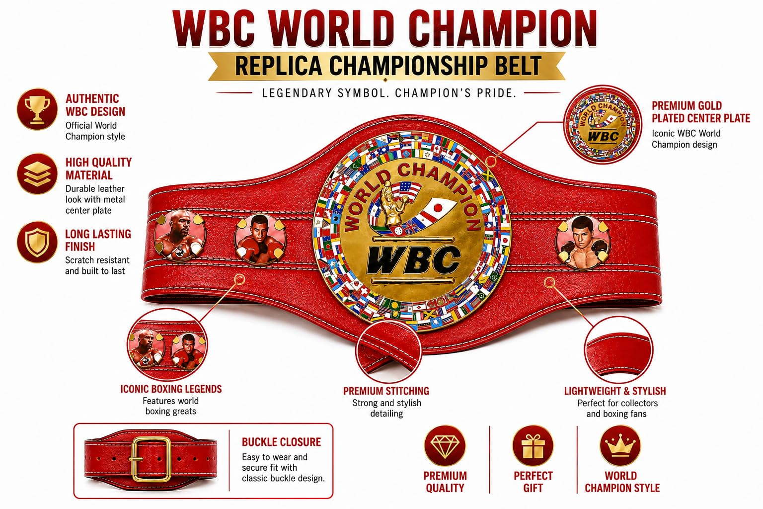 Amazon | WBC レッドチャンピオンシップボクシングベルト 3Dレプリカ